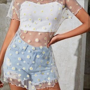Set of 2 - Sheer Daisy Mesh Tops
